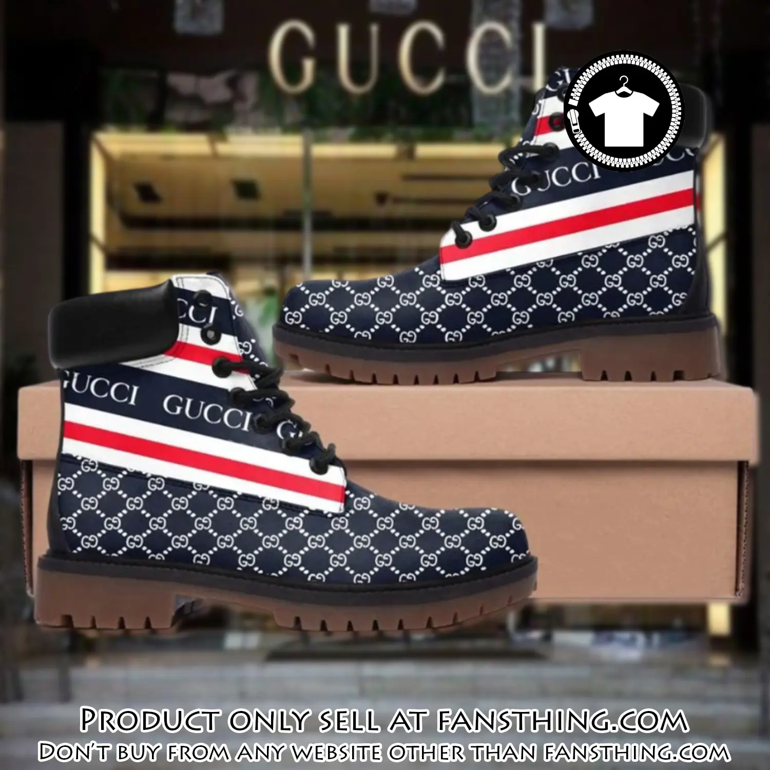 Gucci pattern navy luxury brand boots premium gifts for men women fst5012535